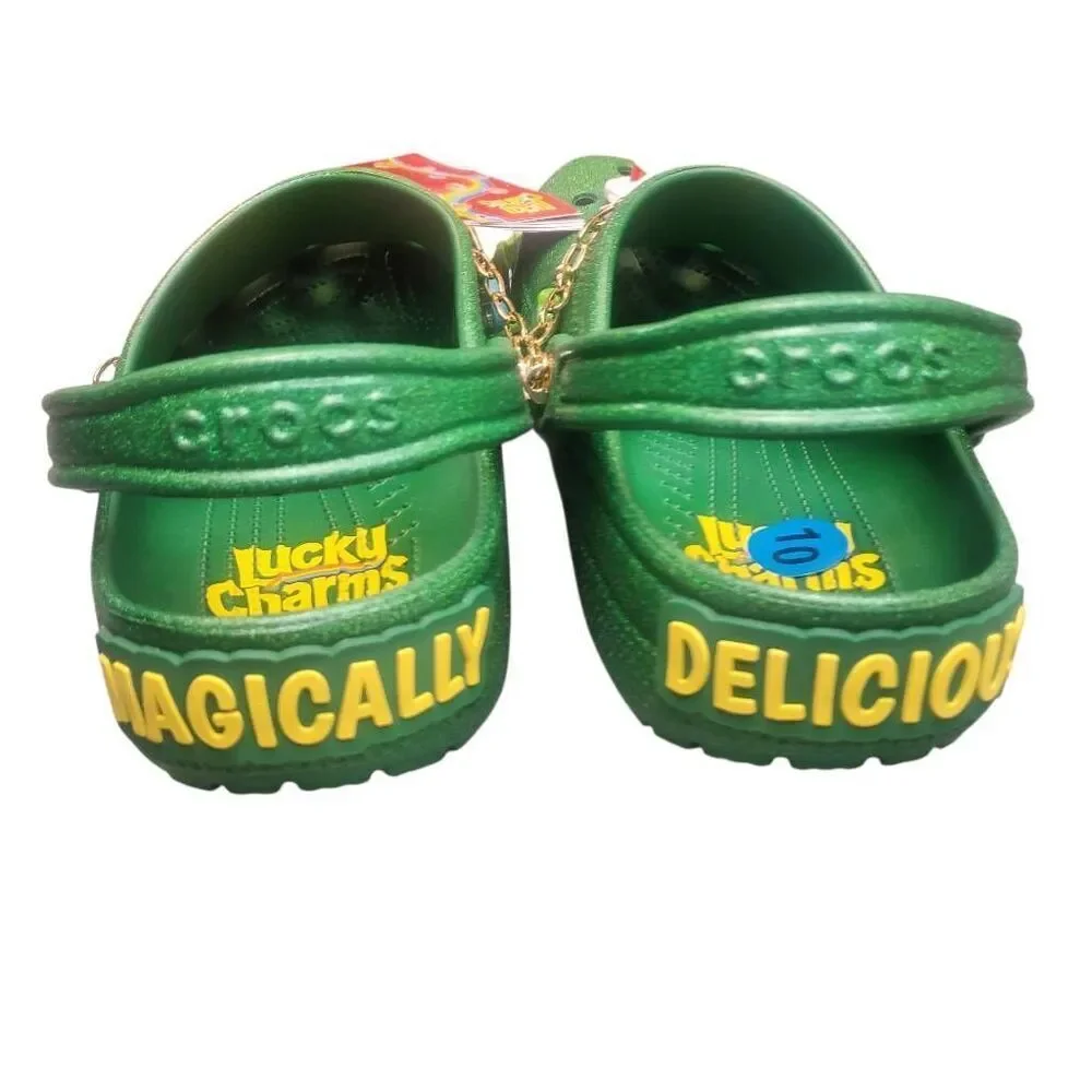 CROCS Lucky Charms Glitter Green With Tons Of Jibbitz BRAND NEW! Size W 10, M 1